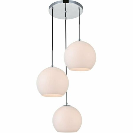 CLING Baxter 3 Lights Pendant Ceiling Light with Frosted White Glass, Chrome CL2571154